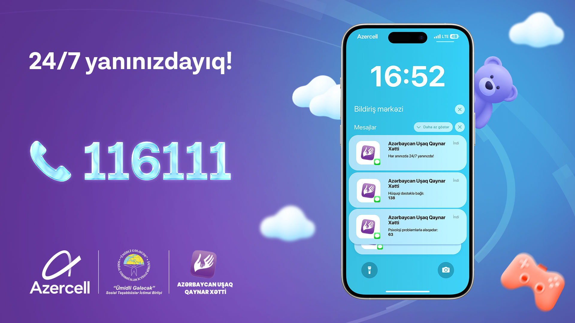 Azercell-in dəstəyi ilə yaradılan &ldquo;Uşaq Qaynar Xətti&rdquo;nə son 3 ay ərzində 500-ə yaxın zəng daxil olub